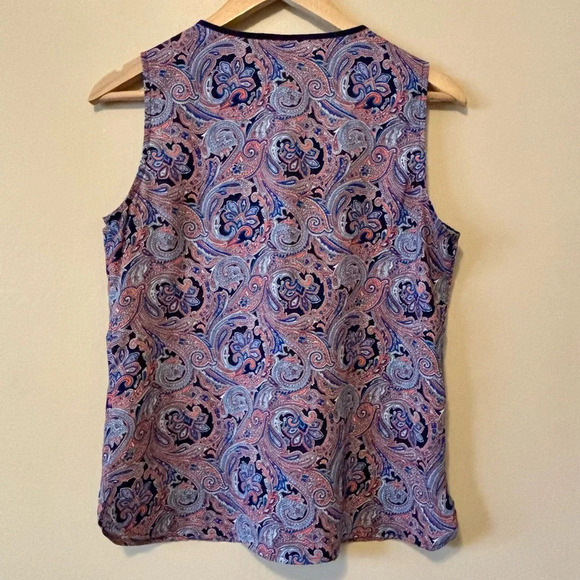 Ann Taylor| Pretty Colourful Paisley Print Sleeveless V-Neck Top S S - Picture 4 of 5